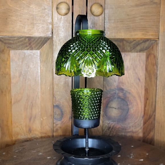 Vintage Green Glass Candle Lamp - Picture 9 of 16
